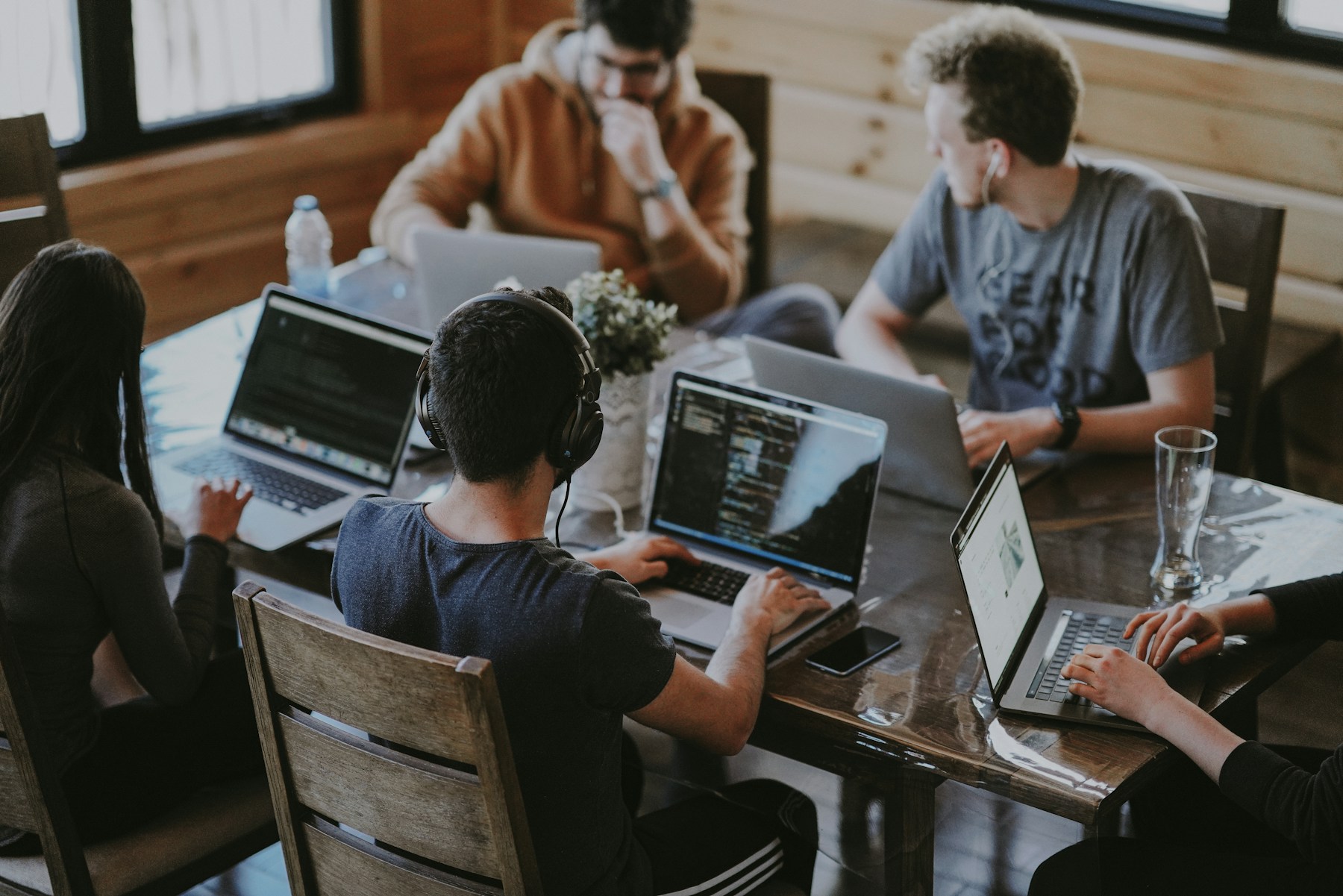 A team collaborating around a shared table